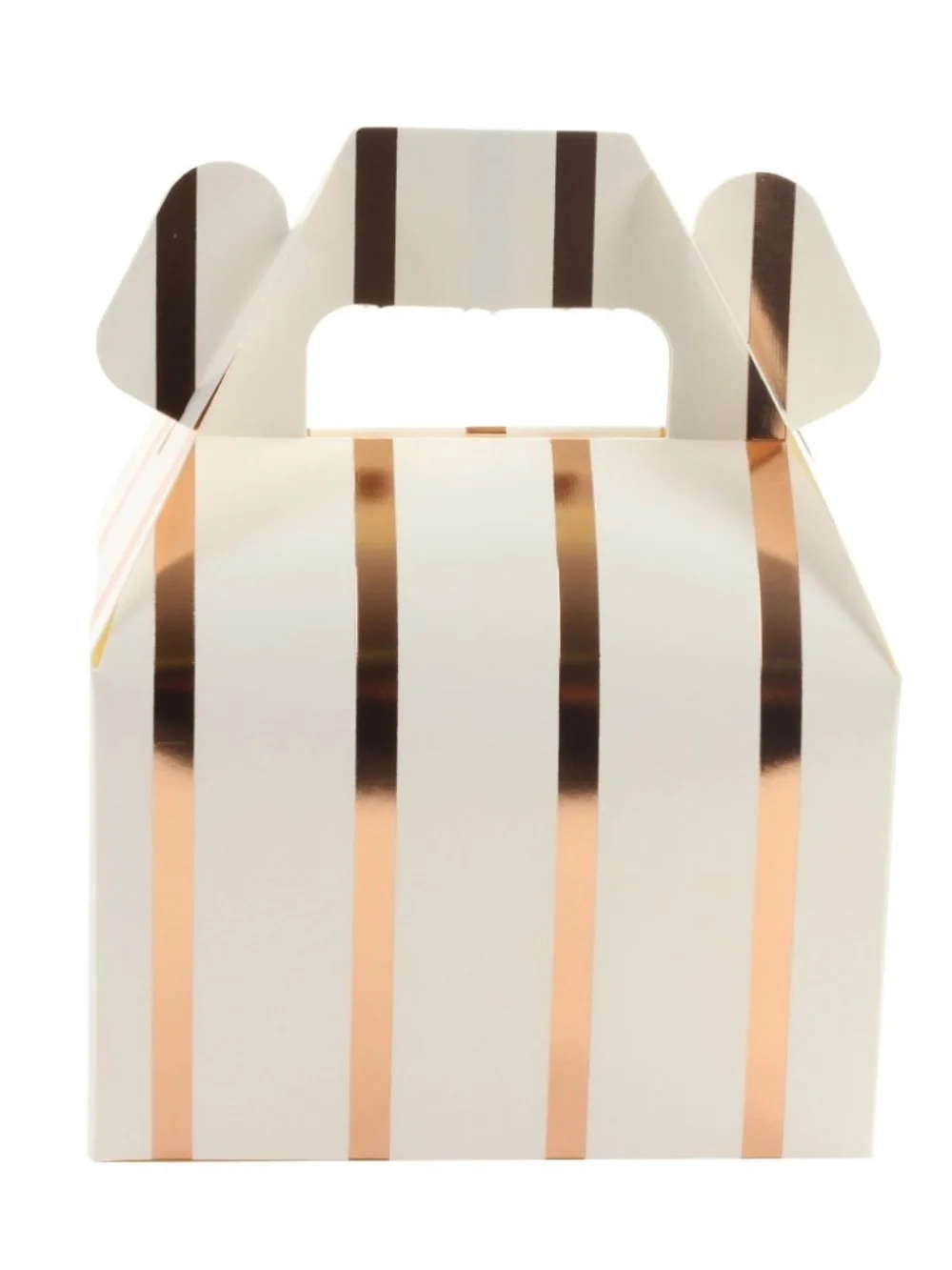 Andaz Press Rose Gold Foil Striped Gable Boxes For Wedding/Birthday/Party